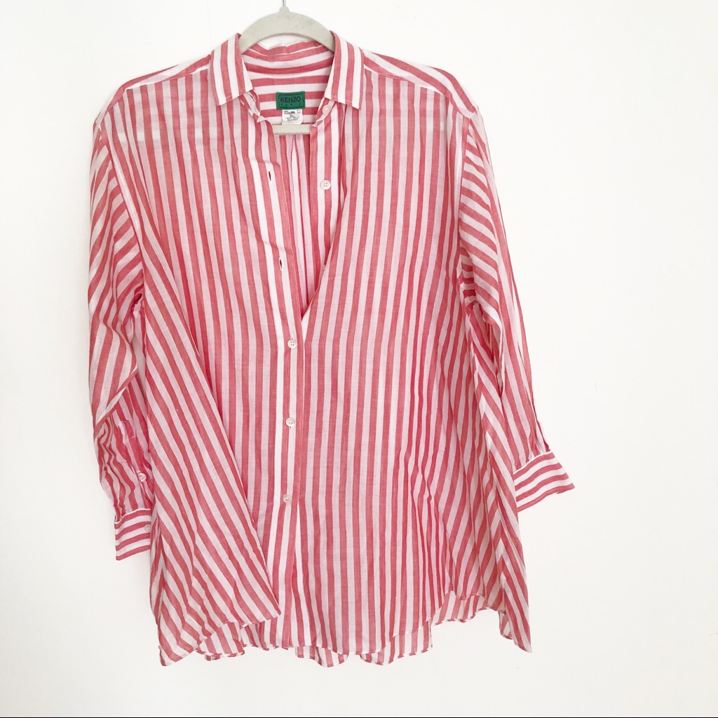 Kenzo Cotton Striped Swing Blouse